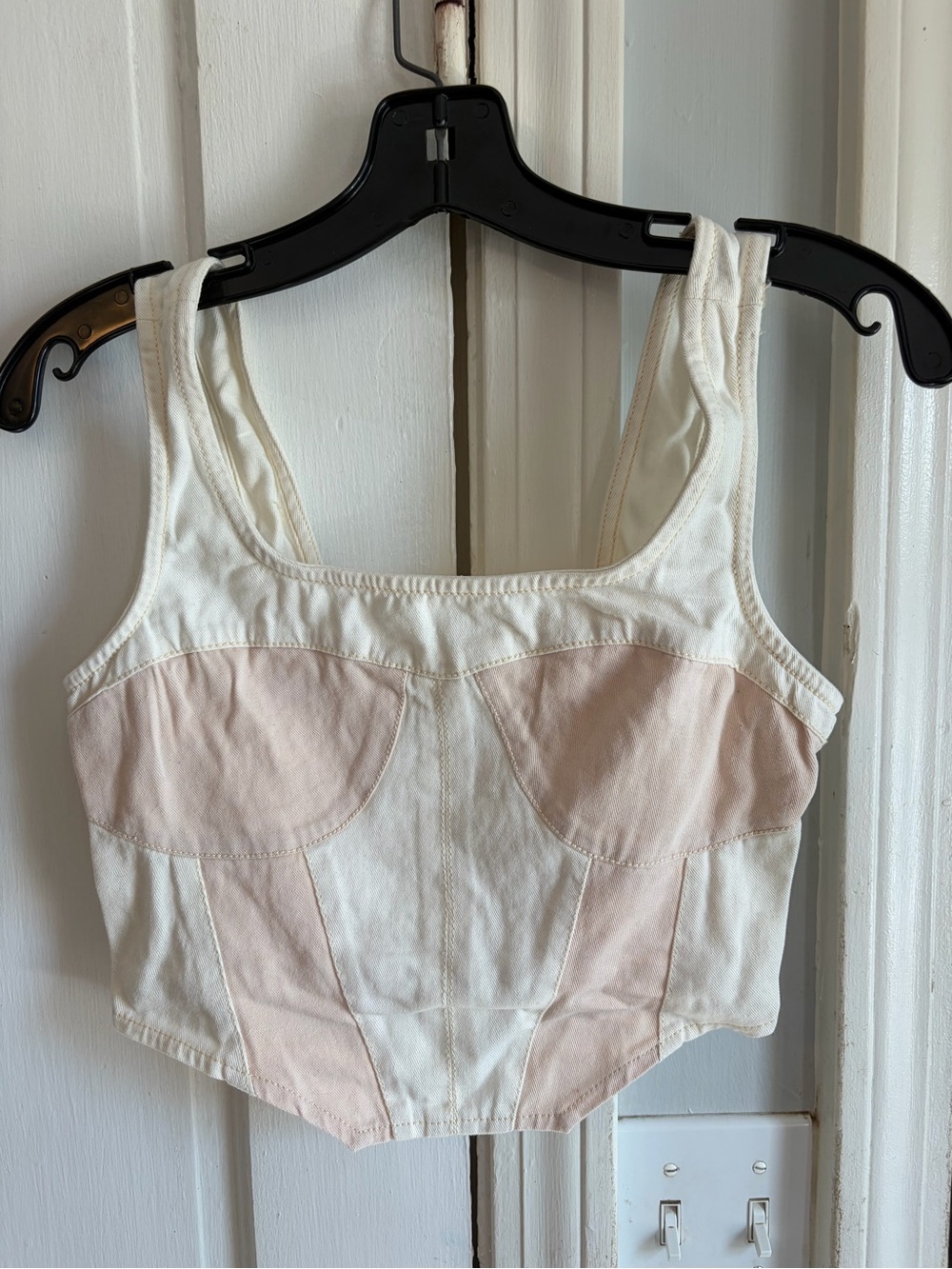Japna Cream & Blush Patchwork Corset Crop Top